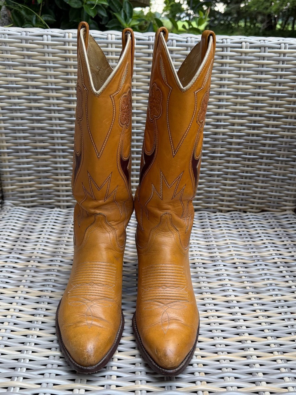 Vintage Ralph Lauren Cowboy Western Boots 7.5 8 Tooled 70s Rodeo Queen - Picture 11 of 16